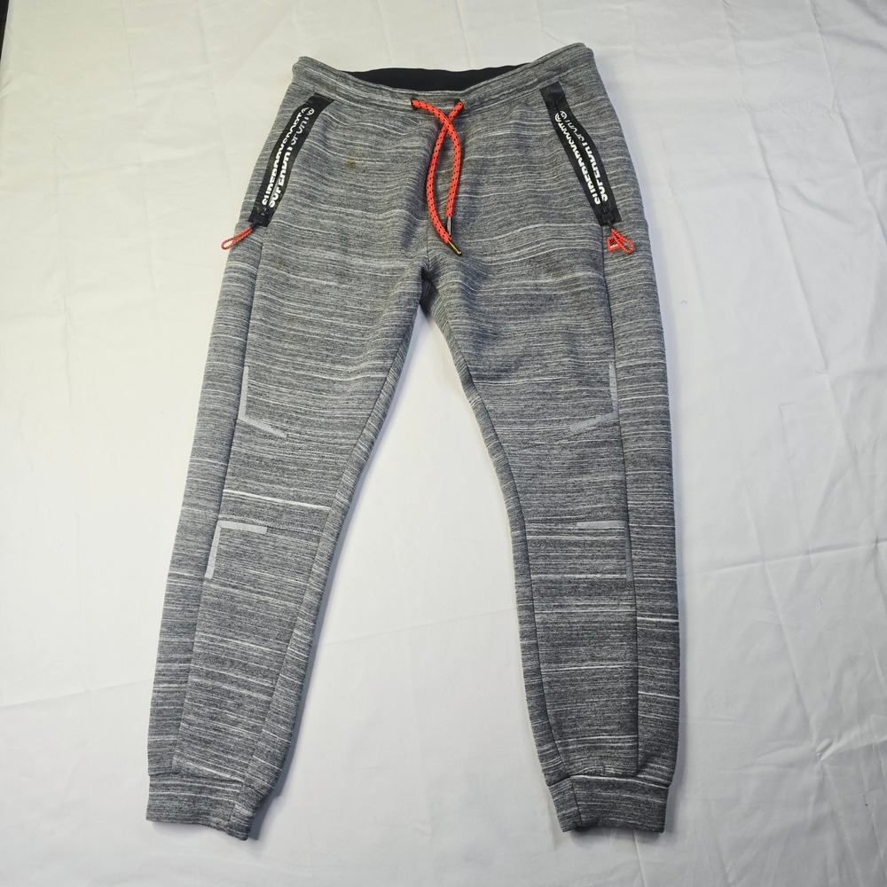Superdry Sport Joggers Men's Size Medium Grey Space Dye Athletic Sweatpants